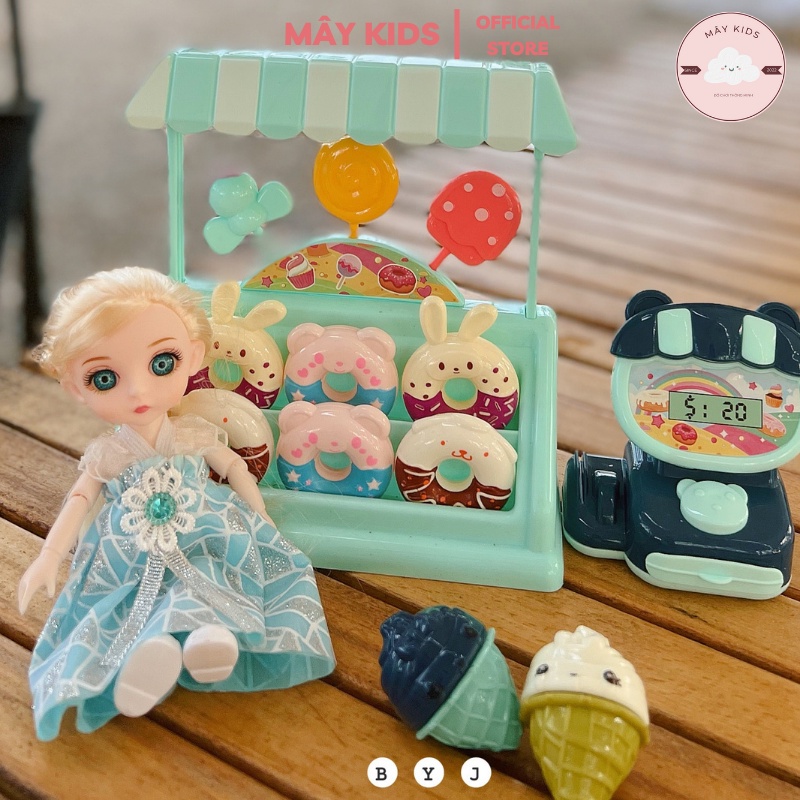 Đồ chơi búp bê cho bé gái Barbi công chúa, chibi cô gái bán bánh - Mây Kids