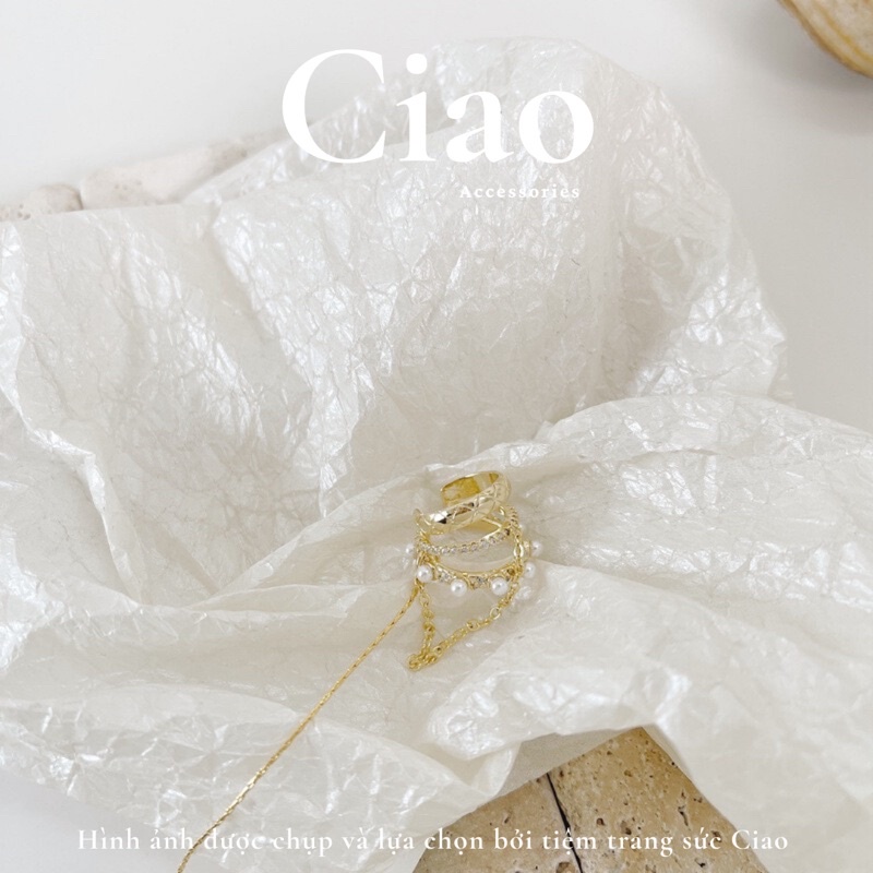 [HOẢ TỐC 1H] Khuyên vành tai/ Kẹp vành tai thiết kế dáng dài 2 lớp dây không cần xỏ lỗ Ciao accessories