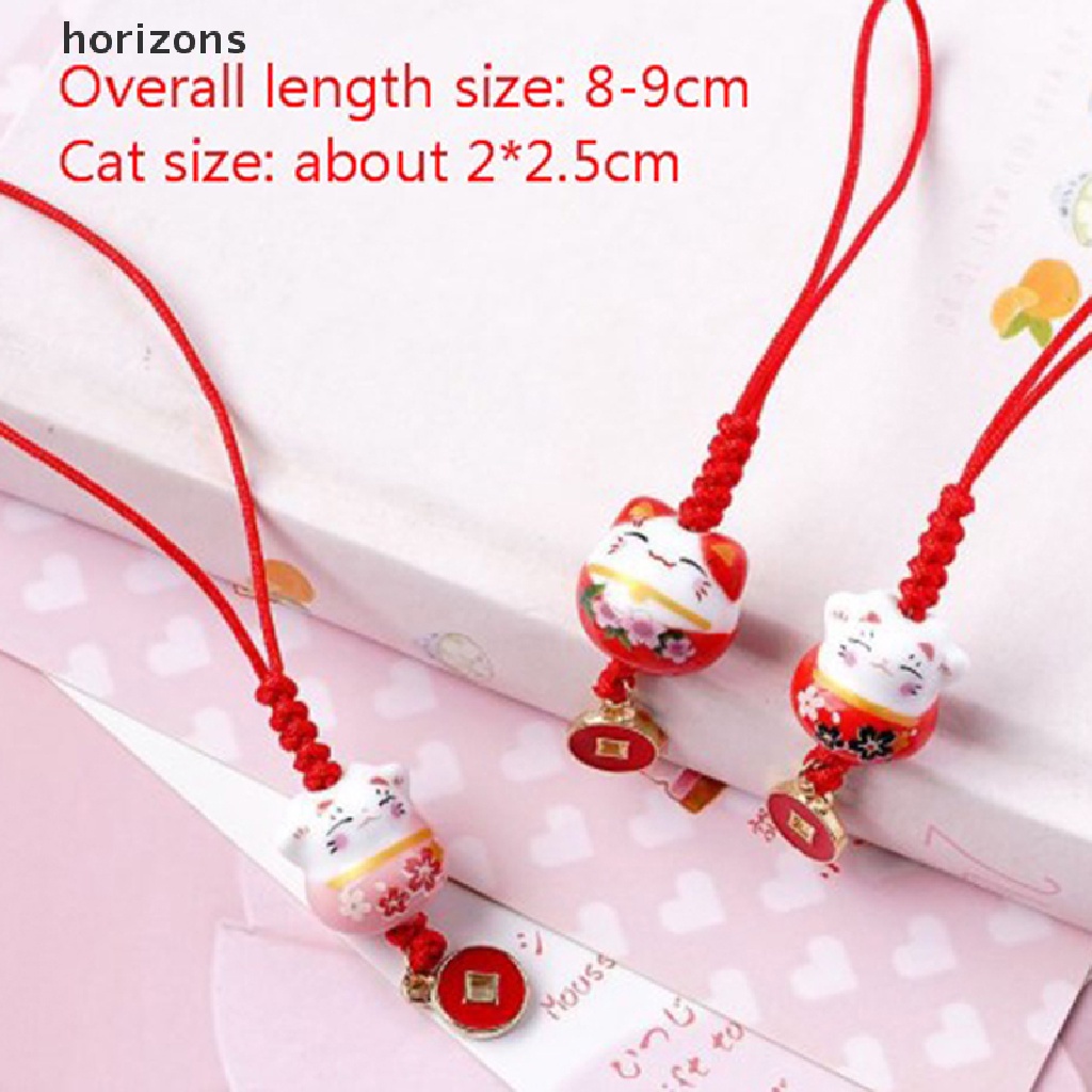 [horizons] Móc Khóa Điện Thoại / Chìa Khóa Hình Mèo May Mắn Nhật Bản (h)