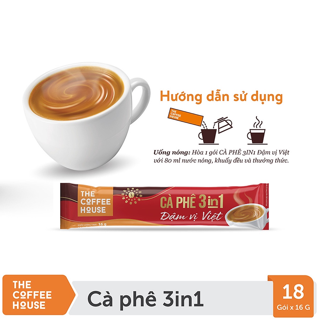 Cà phê 3IN1 Đậm vị Việt - The Coffee House (18 gói x 16 g) uống liền