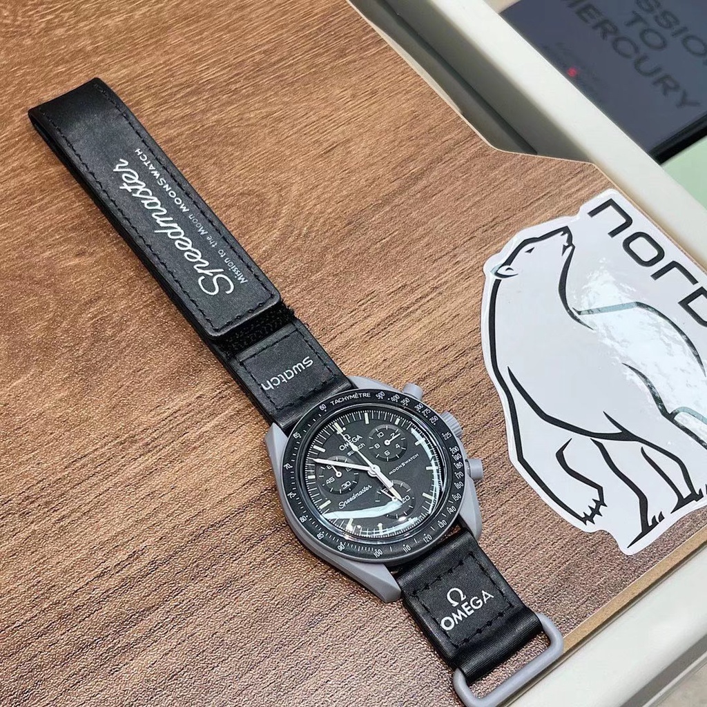 Dây Đeo Bằng Da Thật 20mm Chống Thấm Nước Cho Đồng Hồ Thể Thao Omega & for Swatch Planet Cobranded