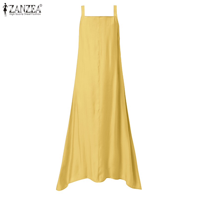 Đầm Dài ZANZEA Dáng Rộng Không Tay Cổ Chữ V Vải Cotton Màu Trơn Cho Nữ | BigBuy360 - bigbuy360.vn