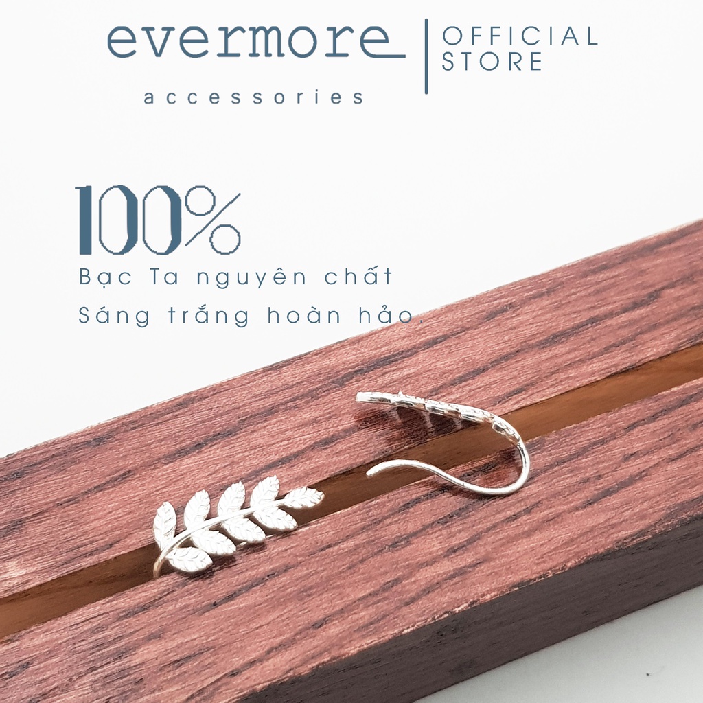 Bông tai bạc chiếc lá EVERMORE, bông tai bạc chiếc lá may mắn thanh lịch, minimalism - H041