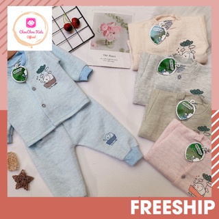 Bộ nỉ xốp cotton cho bé HN Kids, Đồ bộ trần bông cho bé trai/gái 0-9M
