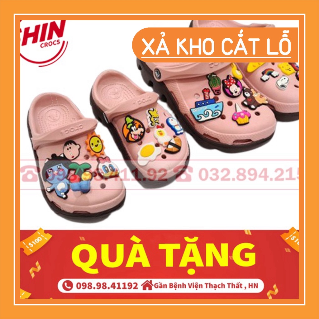 Freeship dép cross cho béFREESHIPdép cross cho bé hoa lá hồng đế nâu JMSCRPSS khuyến mãi kèm theo 6jibitz cross - Dé