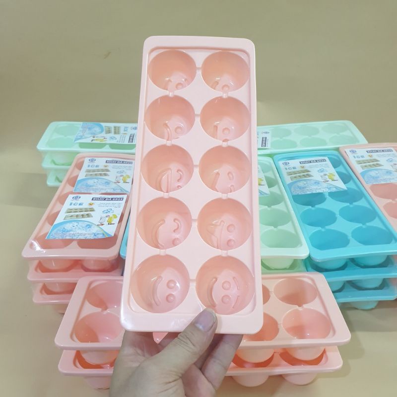 KHAY LÀM ĐÁ, LÀM THẠCH ĐỂ TỦ LẠNH HÌNH MẶT CƯỜI NHỰA VIỆT NHẬT CHÍNH HÃNG