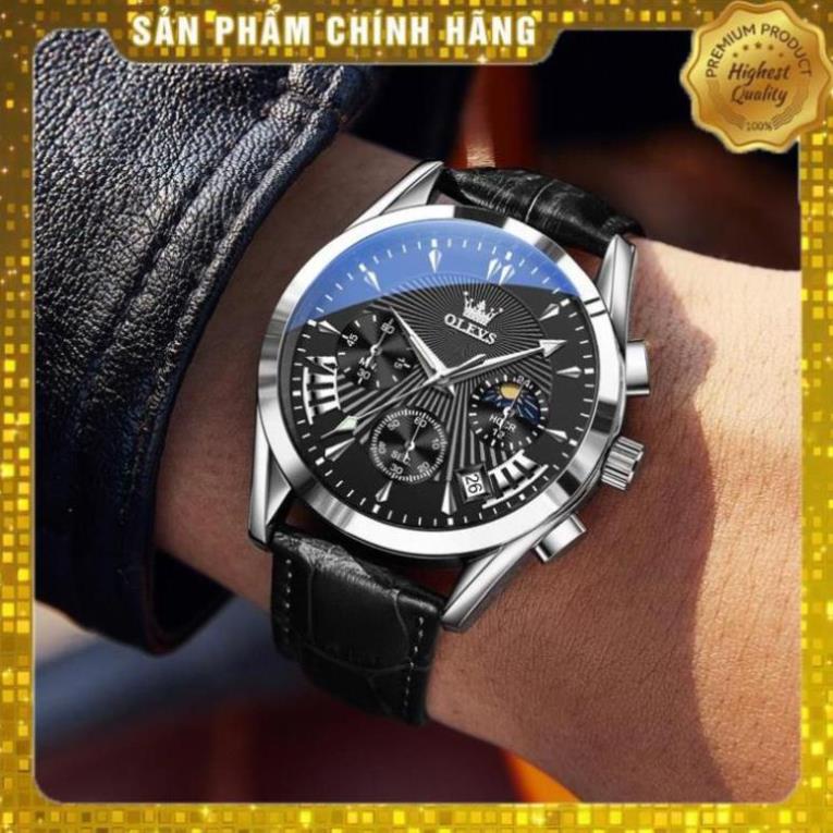 [CAO CẤP] Đồng hồ nam chính hãng OLEVS 2876 dây da bò  Chống thấm nước sâu  hiệu ứng phát sáng