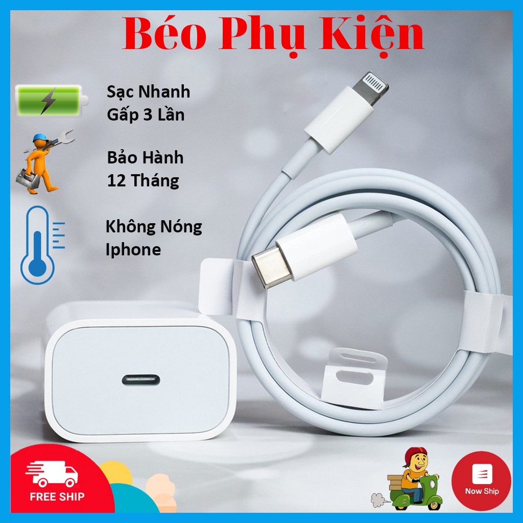 Sạc Nhanh Iphone PD 18W /20W USB-C To Lightning cho IP x/xs/xsmax/11/11pro/11promax - Bộ sạc nhanh Iphone | BH 12 Tháng