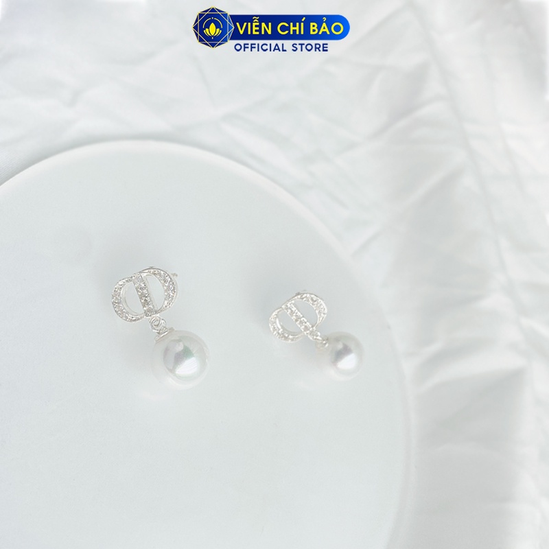 Bông tai bạc nữ hạt châu đá lấp lánh chất liệu bạc S925 thời trang phụ kiện trang sức nữ Viễn Chí Bảo B400207