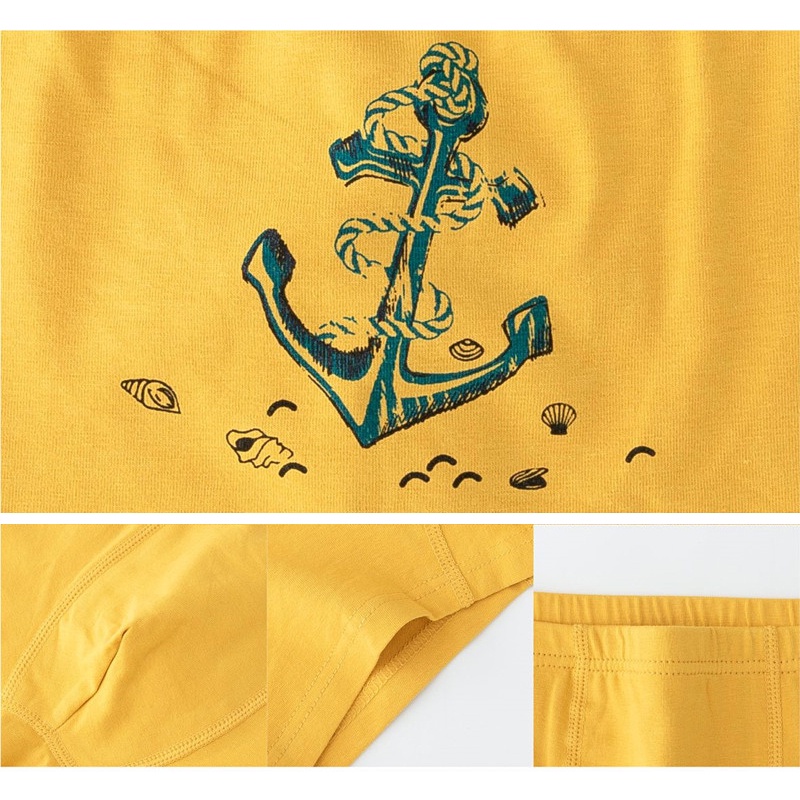 [THOMAS KIDS] 3-12 tuổi Đồ lót Boxer trẻ em 5 chiếc / Bộ 100% cotton Cartoon Ocean Series Mẫu Quần lót Boxer Đồ lót cho bé trai Bán buôn