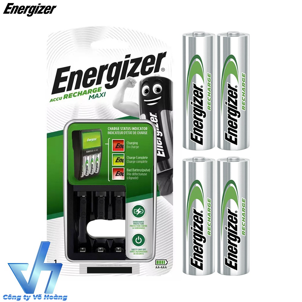 Bộ sạc Energizer Charger kèm 4 pin sạc AA 2000mAh, tự ngắt sạc