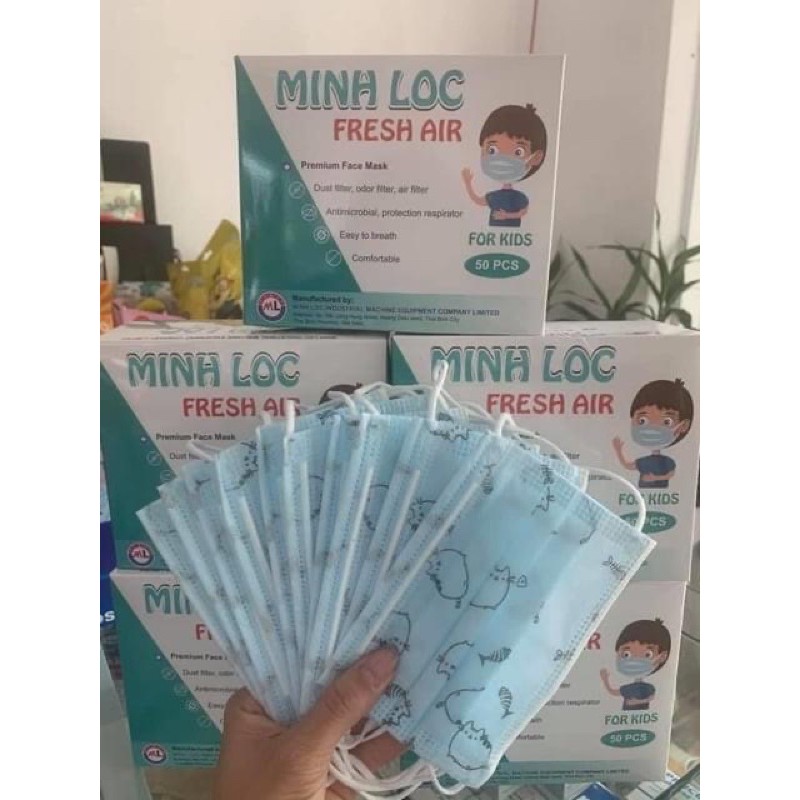 HỘP 50c KHẨU TRANG TRẺ EM KHÁNG KHUẨN 3 LỚP MINH LỘC | BigBuy360 - bigbuy360.vn