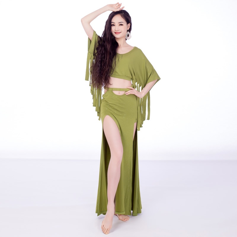 Bộ Trang Phục Váy Dài Eo Cao Cho Nữ Tập Múa Bụng Mùa Xuân Hè