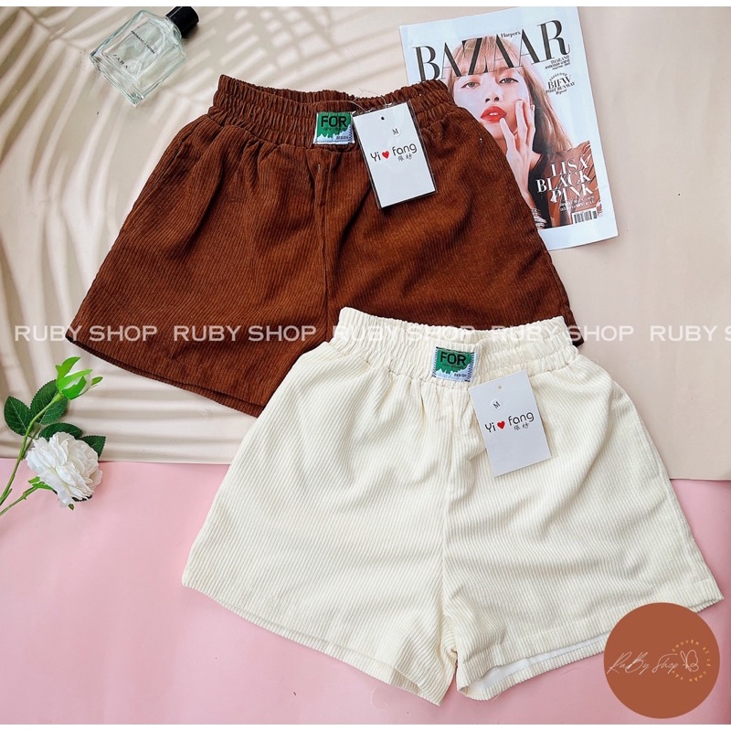 Quần Sooc Nhung Tăm ⚡️ Ảnh thật 100% ⚡️Chất Liệu Siêu Đẹp, Ống Rộng Lưng Cao , Lên Dáng Cực Xinh