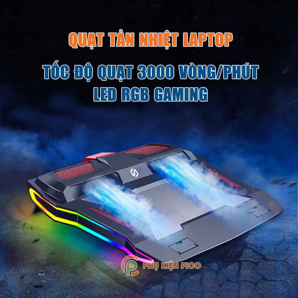 Quạt tản nhiệt Laptop Gaming Pro - Đế tản nhiệt Macbook - Surface book quạt 3000 vòng/phút led RGB Sow Wong Y7000P