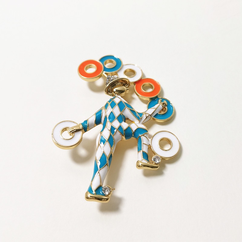 Trâm Cài Áo Hình Chú Hề Xiếc Tráng Men Vintage Châu Âu