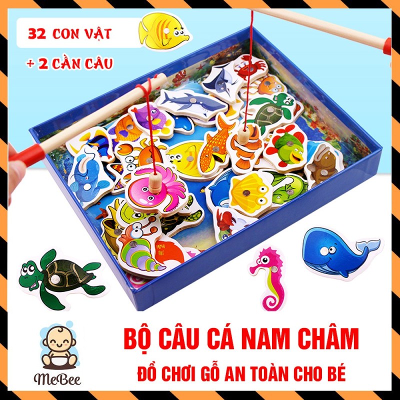 Đồ chơi câu cá nam châm gỗ cho bé
