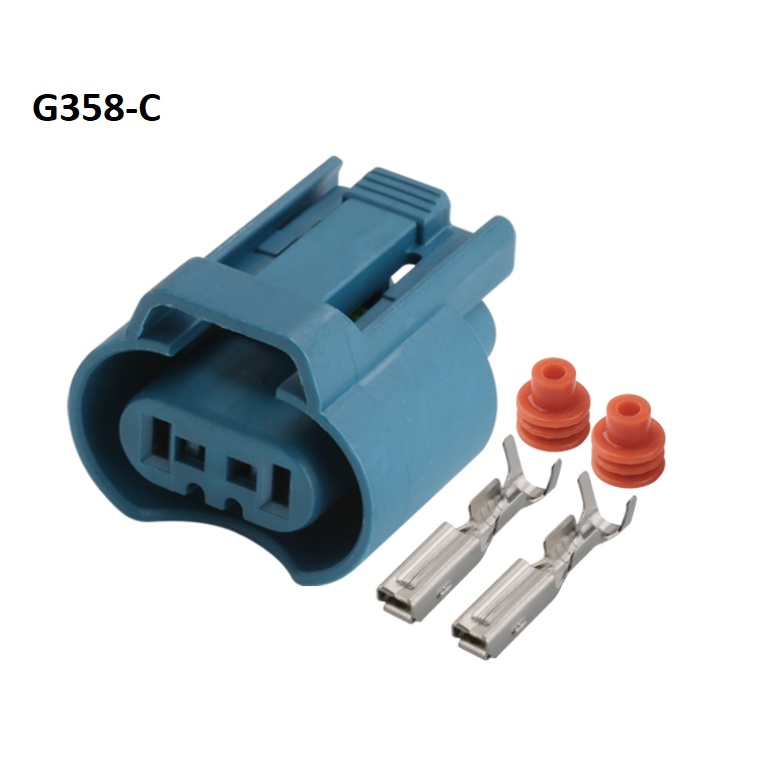 G358-Giắc cắm đèn 9005 xe hơi 2 lỗ màu xanh 2.8mm