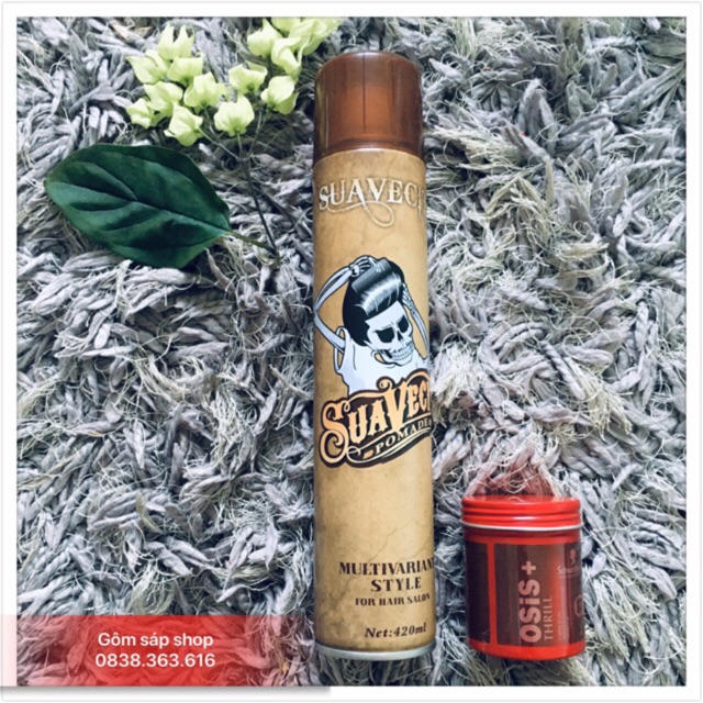 Gôm xịt tóc nam suavecito 420ml kèm sáp vuốt tóc osis thrill 3 chuẩn salon