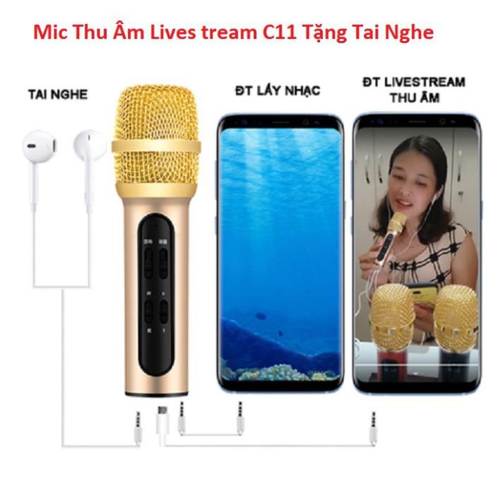 [𝑩𝒂̉𝒏 𝑵𝒂̂𝒏𝒈 𝑪𝒂̂́𝒑] Mic Thu âm C11 livestream cao cấp tặng kèm tai phone - Hàng Xịn Không Lỗi