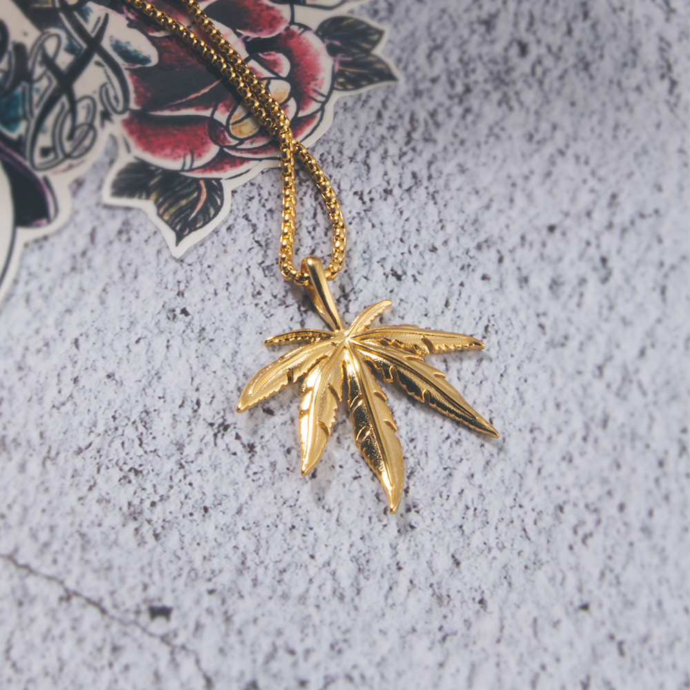 vòng cổ Kim Loại Mặt Hình Lá Phong Thời Trang Cho Nam