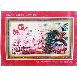 Tranh thêu chữ thập đồng hồ cha mẹ 222763