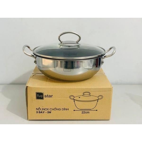 Nồi chống dính inox đáy từ cao cấp,Nồi Chảo Fivestar Inox chống dính 3 lớp đáy Fivestar