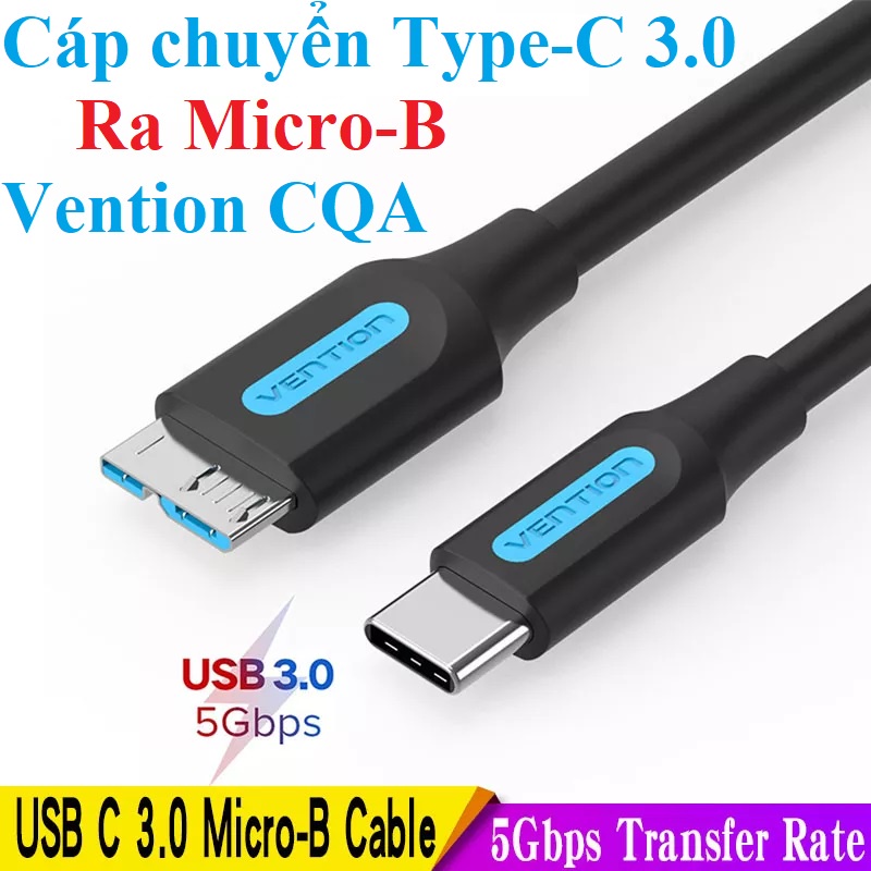 Cáp sạc và truyền dữ liệu Type-C 3.0 ra Micro B Vention CQA