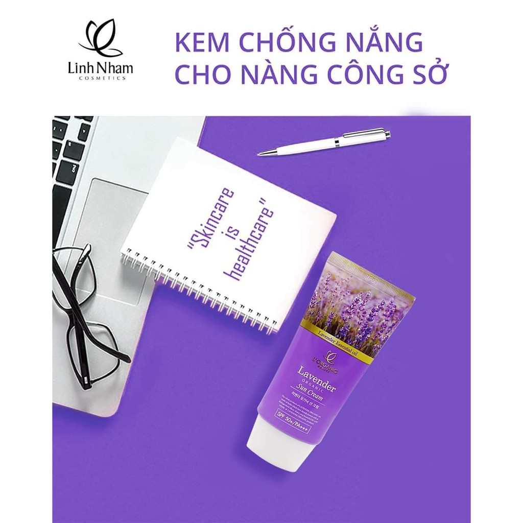Kem chống nắng Lavender Organic chỉ số 50spf, 50g kiềm dầu, lên tone da, chống trôi dành cho da dầu, da nhạy cảm | BigBuy360 - bigbuy360.vn