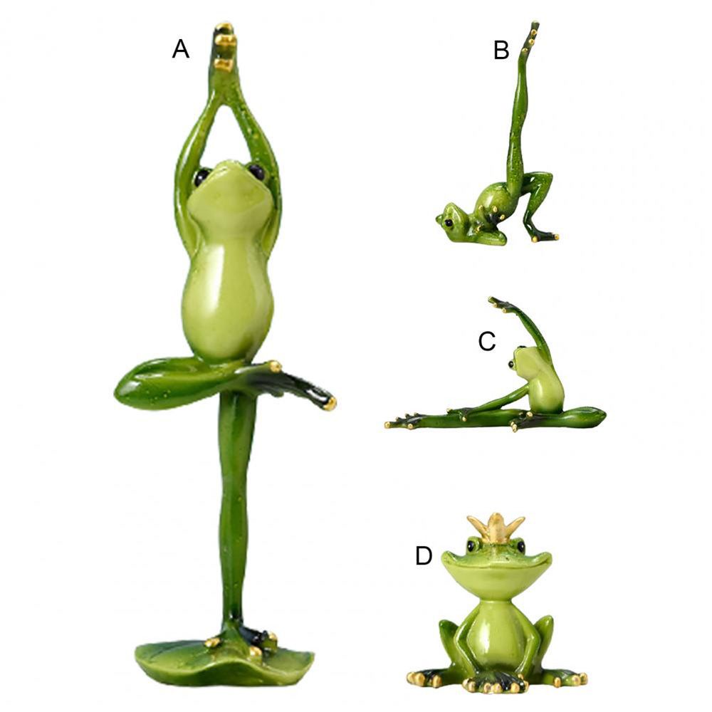Mô hình tượng ếch tập yoga nhỏ bằng nhựa resin trang trí bàn ăn/bàn làm việc/văn phòng