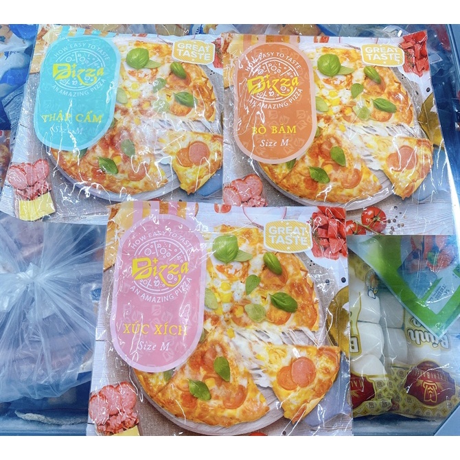 Pizza làm sẵn vị hải sản - xúc xích - bò bằm