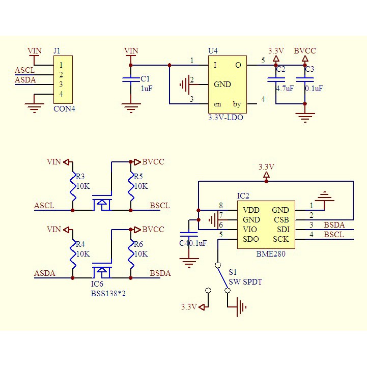 Mô Đun Cảm Biến Nhiệt Độ Kỹ Thuật Số Bme280 Gy-Bme280 1.8-5v Dc