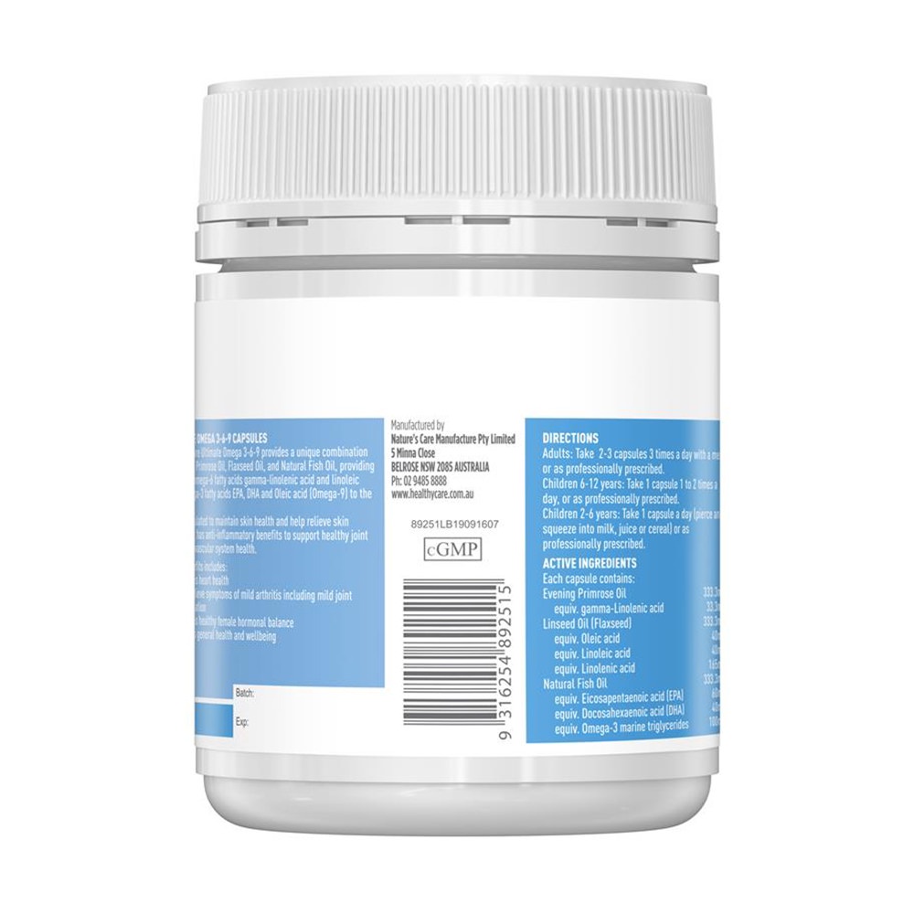 Viên uống dầu cá Omega Healthy Care Ultimate Omega 3-6-9 200 viên của Úc