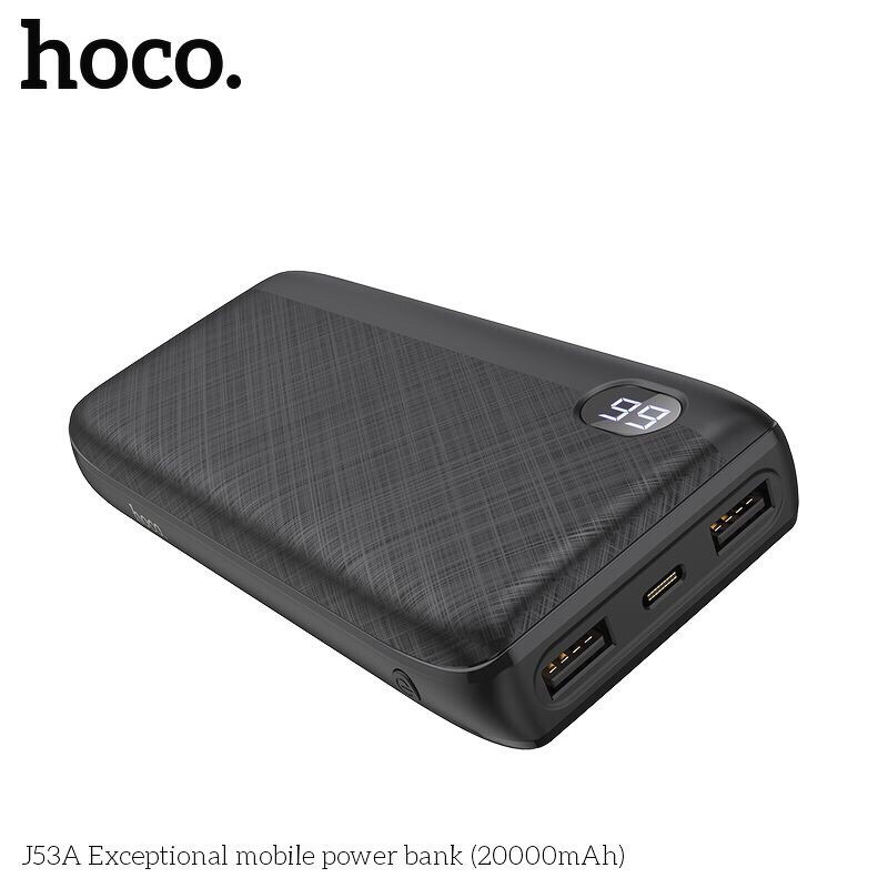 Pin dự phòng hoco J53A dung lượng 20000mah có 2 cổng usb màn hình led hiển thị pin