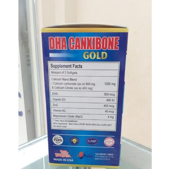- Viên Bổ sung Canxi DHA Canxibone Gold Mỹ -Lọ 60 Viên