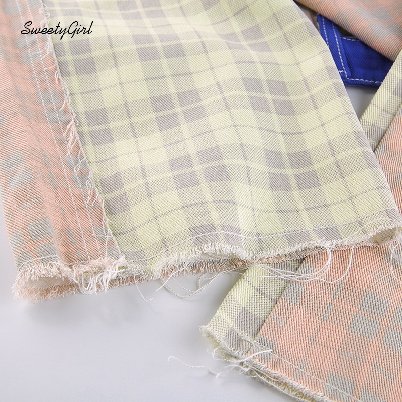 Quần Jean Dài Lưng Cao Dáng Ôm Phối Màu Tương Phản Thời Trang Cho Nữ