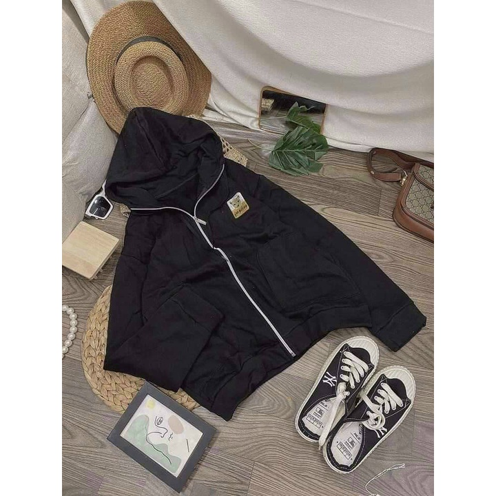 Áo Khoác Nỉ Lót Bông Dây Kéo thêu LOGO GẤU form rộng ullzang Unisex shopmap