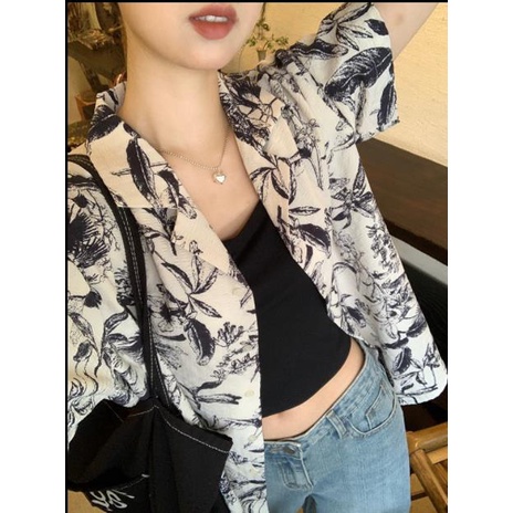 Áo Sơ Mi Tay Ngắn Dáng Rộng In Họa Tiết Phong Cách Hồng Kông Thời Trang Thiết Kế Mới Cho Nữ