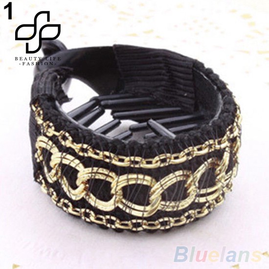 Kẹp buộc tóc đuôi ngựa phối mắt xích phong cách thời trang cho nữ