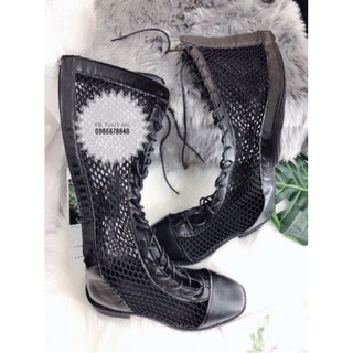 Boots lưới da lộn 6.5cm và da lì 4cm