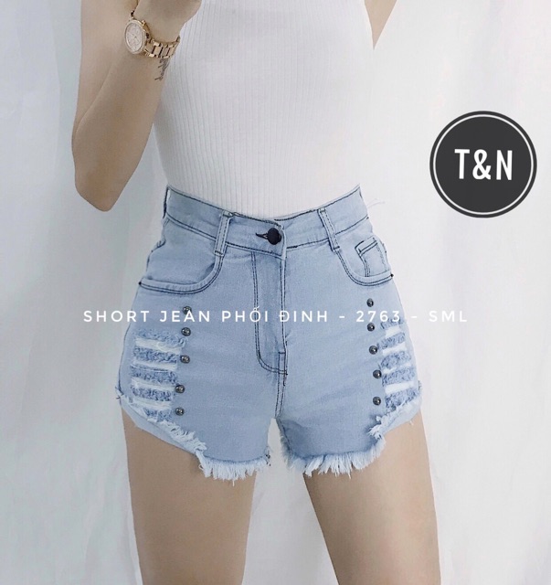 QUẦN SHORT JEAN RÁCH ĐÍNH CƯỜM 2763