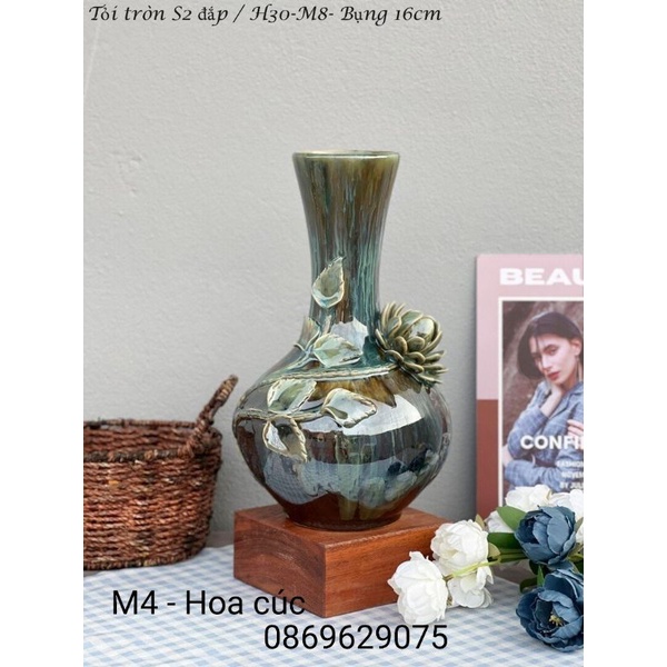 Lọ hoa dáng tỏi men hỏa biến.Hàng sứ Bát Tràng.