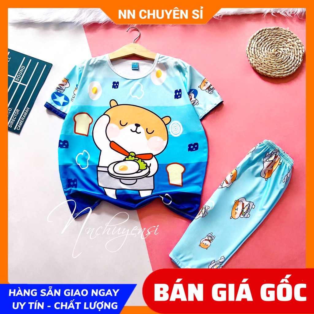 Đồ bộ thun 3D quần LỬNG mẹ và bé size đến 70kg chất thun mềm mát in hình hoạt hình dễ thương DBRBL FULL SIZE