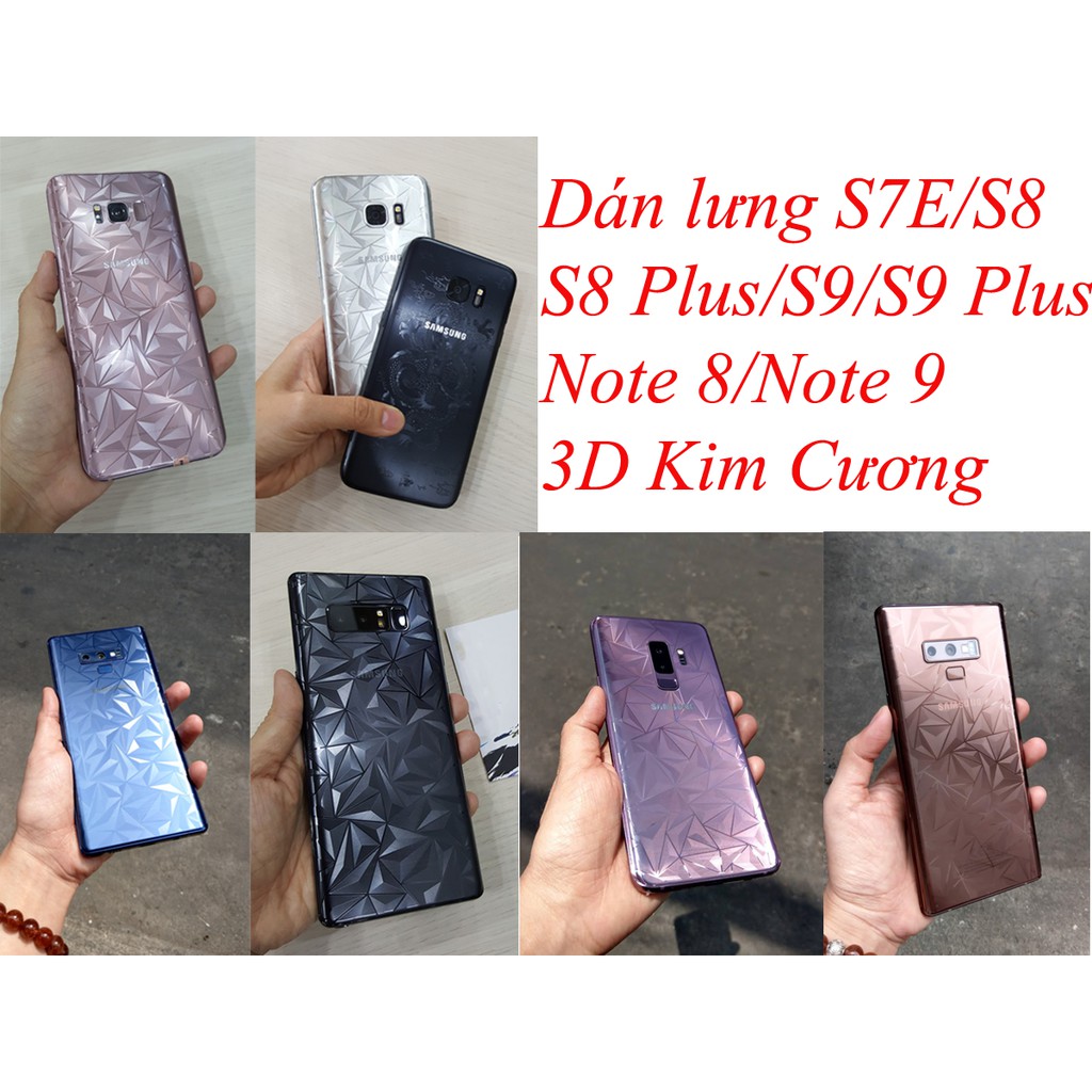 Dán lưng Samsung S7 Edge/S8/S8 Plus/Note 8/S9/S9 Plus/Note 9 3D kim cương