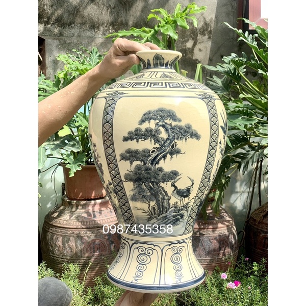 Hút lộc mai bình men rạn tứ cảnh gốm sứ Bát Tràng