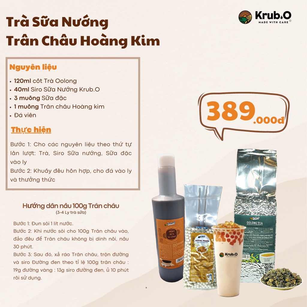 Trà Ô Long Krub.O chuyên dùng pha trà chanh trà quất nguồn nông sản Việt túi 0.5 kg
