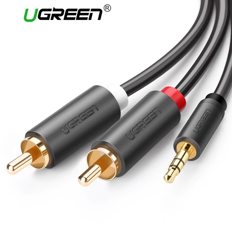 Dây cáp âm thanh Ugreen chuyển đổi đầu Male 3.5MM sang 2RCA đa năng cho Laptop/máy tính bảng/MP3/điện thoại thông minh