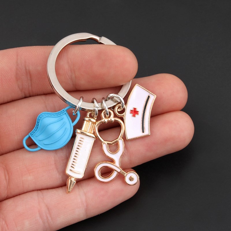 Móc Khóa Kim Loại Hình Ống Tiêm Và Ống Nghe Y Tế