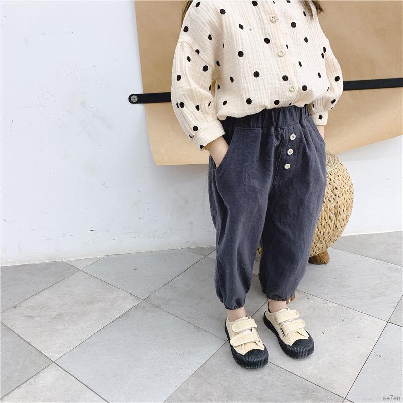 Quần Dài Cotton Phong Cách Thể Thao Cho Bé Gái 2-8 Tuổi