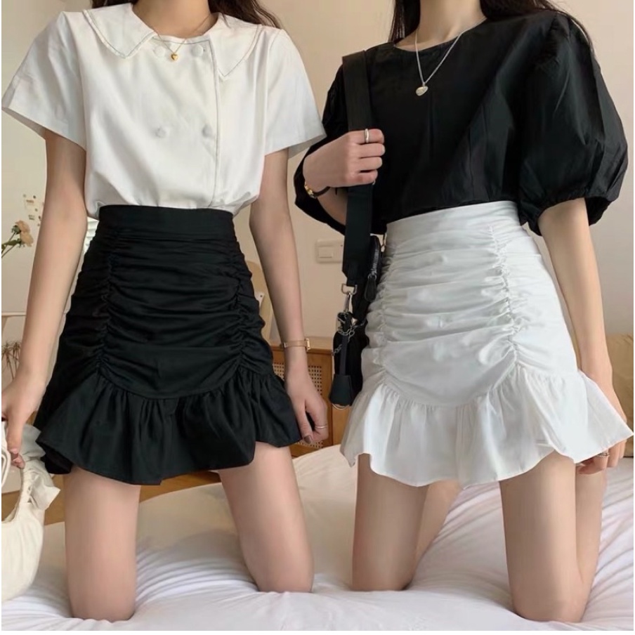 CHÂN VÁY ĐUÔI CÁ NHÚN CẠP CAO CÓ QUẦN TRONG | CHÂN VÁY ÔM BODY ☘️☘️🎀By bear.story | BigBuy360 - bigbuy360.vn